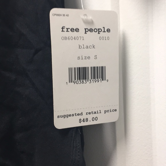 FREE PEOPLE black cold shoulder cross back T, sz S - Picture 5 of 8